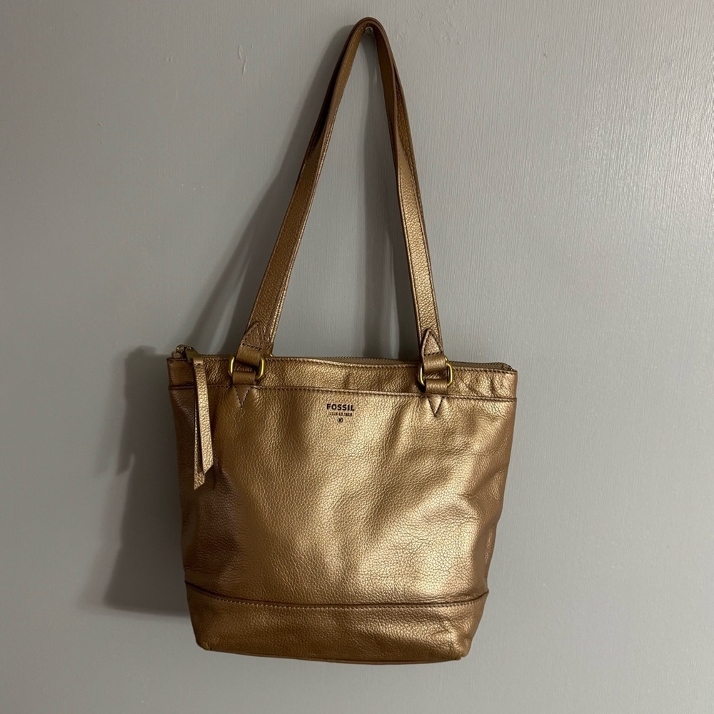 Fossil Rose Gold Leather Shoulder and Tote Bag